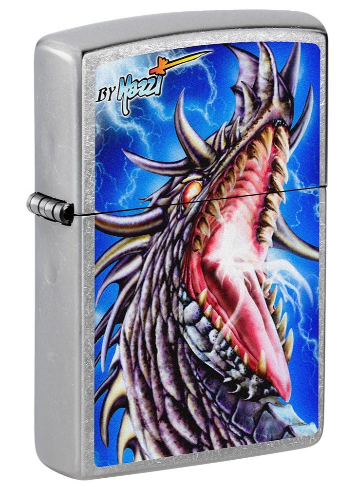Zippo ولاعة كروم مقاومة للرياح من مازي دراجون ستريت Ci000137 207 - Image 1
