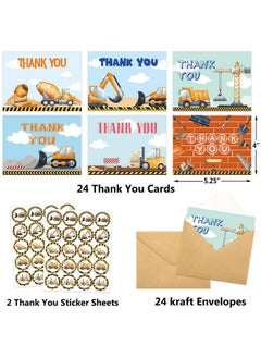 Construction Thank You Cards 24 Pack Kids Thank You Notes Greeting Cards With Envelopes Birthday Teacher Gift - pzsku/ZDBACBB5965FAD7085890Z/45/_/1731928215/908d5e51-913d-467e-8474-c3285b7fa94f