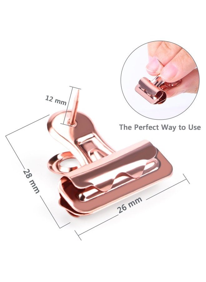 Yalis Push Pins Clips 15-Count, Pinning No Holes for Paper, Creative Paper Clips with Tack for Cork Board and Photo Wall (Rose Gold) - Image 2