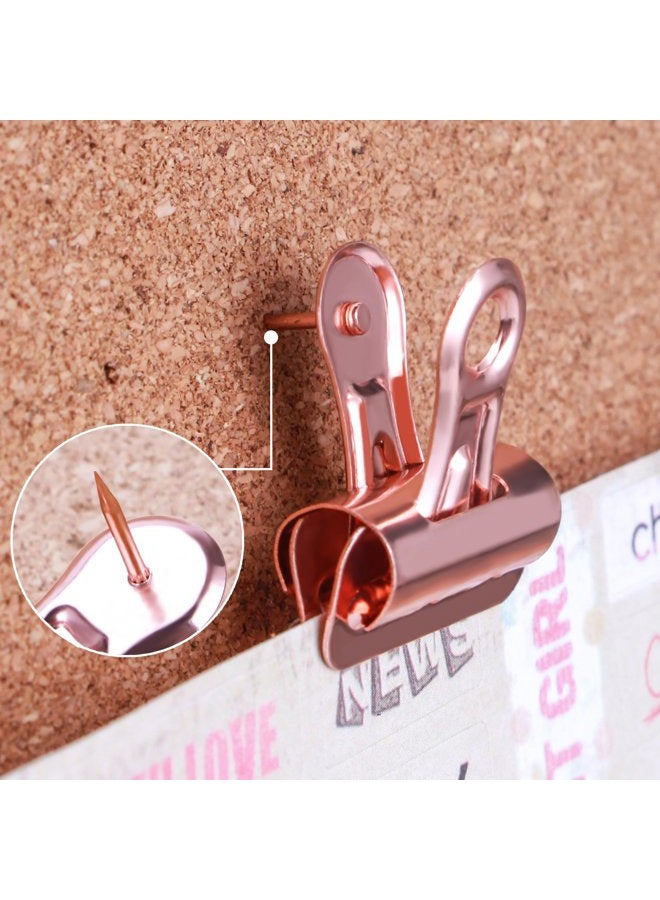 Yalis Push Pins Clips 15-Count, Pinning No Holes for Paper, Creative Paper Clips with Tack for Cork Board and Photo Wall (Rose Gold) - Image 4