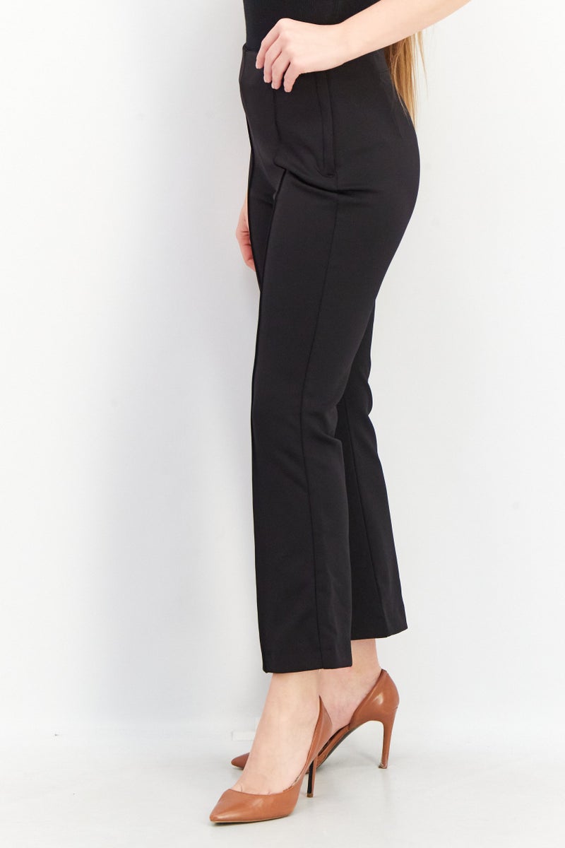 ESPRIT Women Flare Leg Plain Pants, Black - Image 2