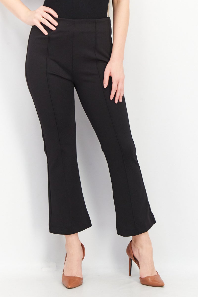 ESPRIT Women Flare Leg Plain Pants, Black - Image 1