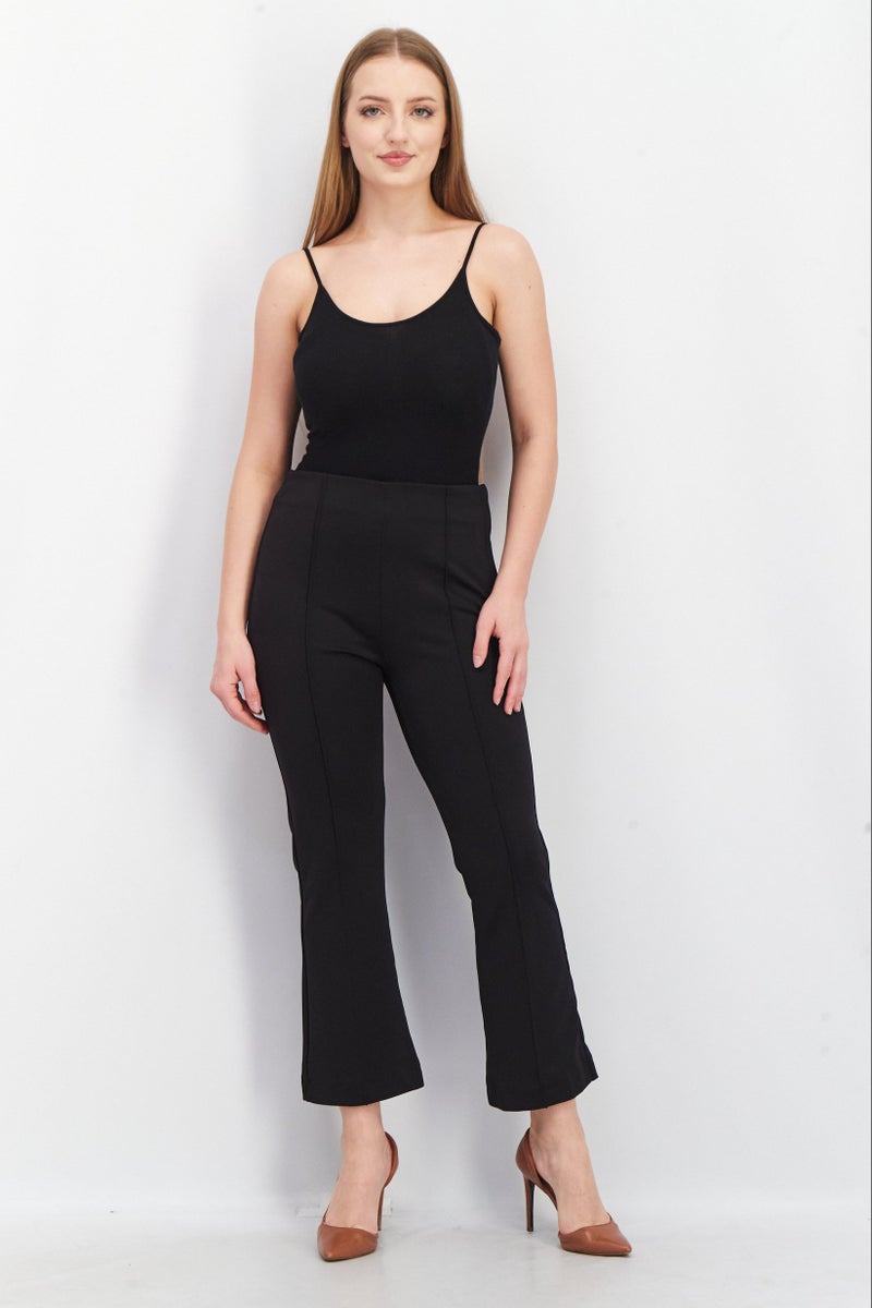 ESPRIT Women Flare Leg Plain Pants, Black - Image 4