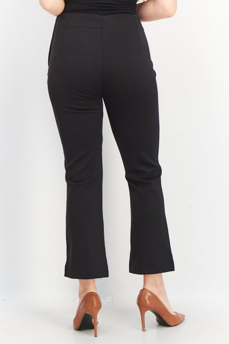 ESPRIT Women Flare Leg Plain Pants, Black - Image 3