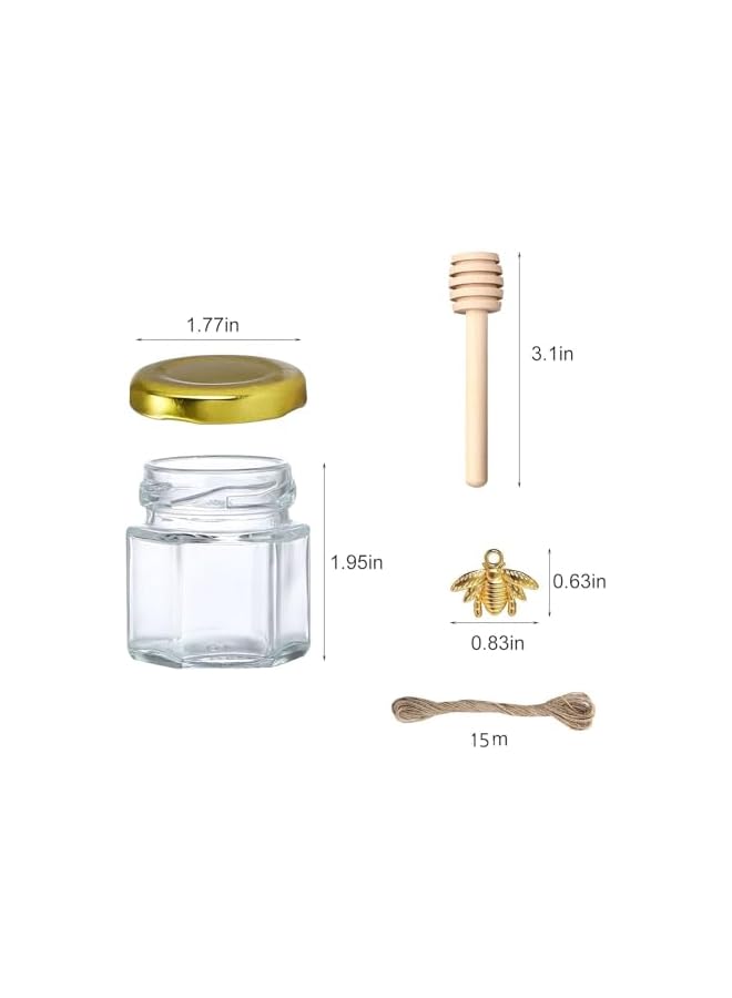 The Bros 30 Pack Small Glass Jars with Lids, 1.5 oz 45ml Mini Honey Jars with Gold Lids, Stirring Sticks, Candle Jars for Candle Making, Great for Gifts, Crafts, Weddings, Party Favors - Image 2