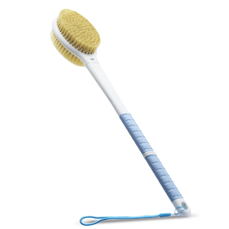 HONOMA Shower Brush with Soft and Stiff Bristles,17.5" Long Handle Dual-Sided Back Scrubber Bath Brush Body Exfoliator for Wet or Dry Brushing (Long Handle) - Image 1