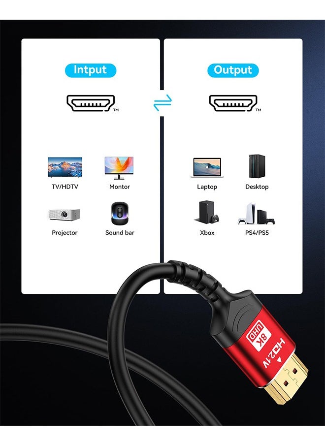 Beyond - (5FT/1.5M) 8K 10K HDMI 2.1 Cable 48Gbps, Ultra High Speed HDMI Cable, HDMI Cord for Computer Monitors Projectors TV PS5 Xbox Switch (Red) - Image 1