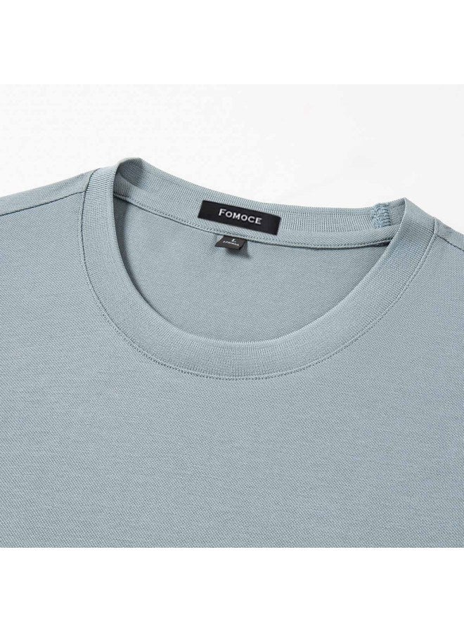 Fomoce summer Solid Color Trendy Men's Silk Breathable Short-sleeve T-shirt - Image 5