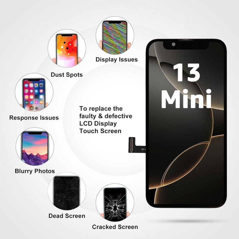 LL TRADER Screen Replacement for iPhone 13 Mini 5.4" LCD Retina Display Touch Screen Digitiser with Repair Tool Kits - Image 5