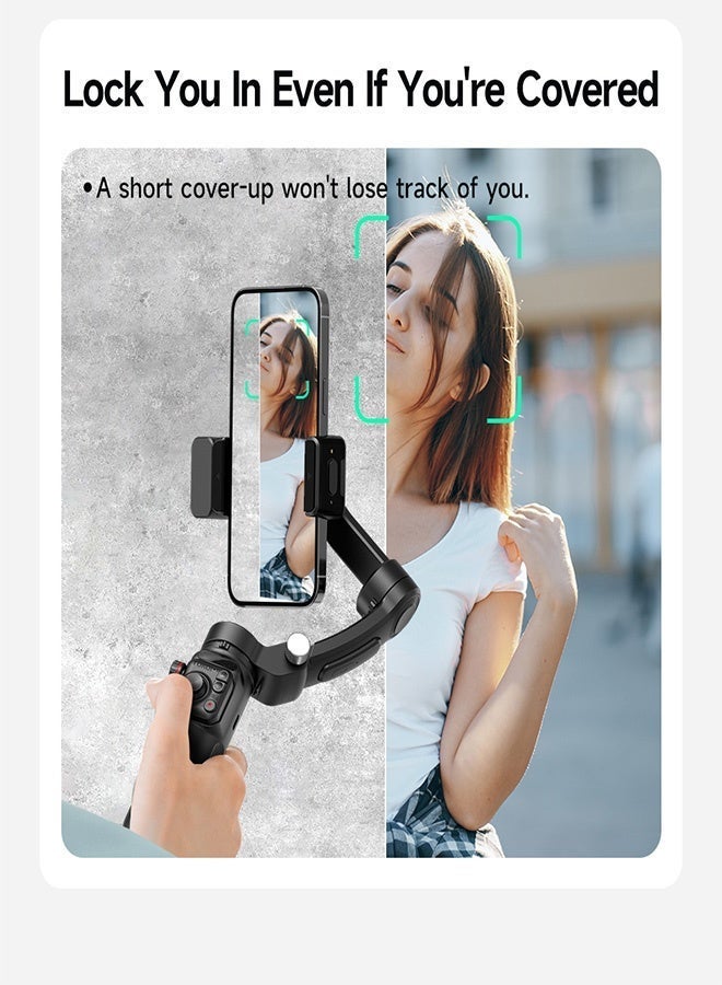 توكوي مثبت الكاميرا TOKQI M03 بتقنية الذكاء الاصطناعي لتتبع الوجه، متوافق مع أجهزة iPhone وAndroid، مثبت ثلاثي المحاور للهواتف الذكية مزود بكاميرا لتتبع الوجه بتقنية الذكاء الاصطناعي، وميكروفون لاسلكي، وإضاءة مغناطيسية، وتحكم بالإيماءات، ووضع التتبع الذكي، مثبت فيديو محمول لمنشئي المحتوى. - Image 3