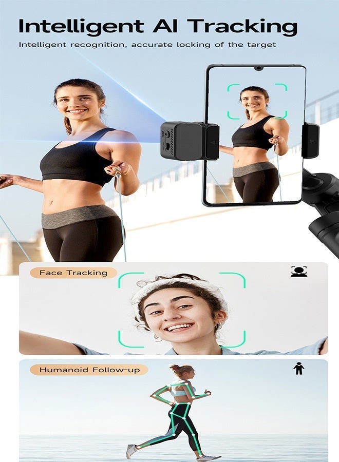 توكوي مثبت الكاميرا TOKQI M03 بتقنية الذكاء الاصطناعي لتتبع الوجه، متوافق مع أجهزة iPhone وAndroid، مثبت ثلاثي المحاور للهواتف الذكية مزود بكاميرا لتتبع الوجه بتقنية الذكاء الاصطناعي، وميكروفون لاسلكي، وإضاءة مغناطيسية، وتحكم بالإيماءات، ووضع التتبع الذكي، مثبت فيديو محمول لمنشئي المحتوى. - Image 5