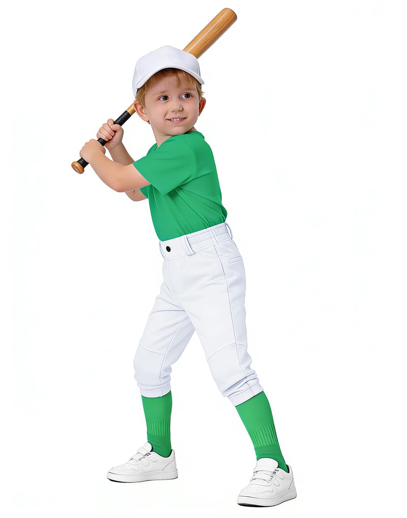 MIVEI 2T-16Y Toddler Youth Boys Baseball Pants - Kids Little Grils Tee Ball Softball Knicker Pants with Belt Loops UPF50+ - Image 1