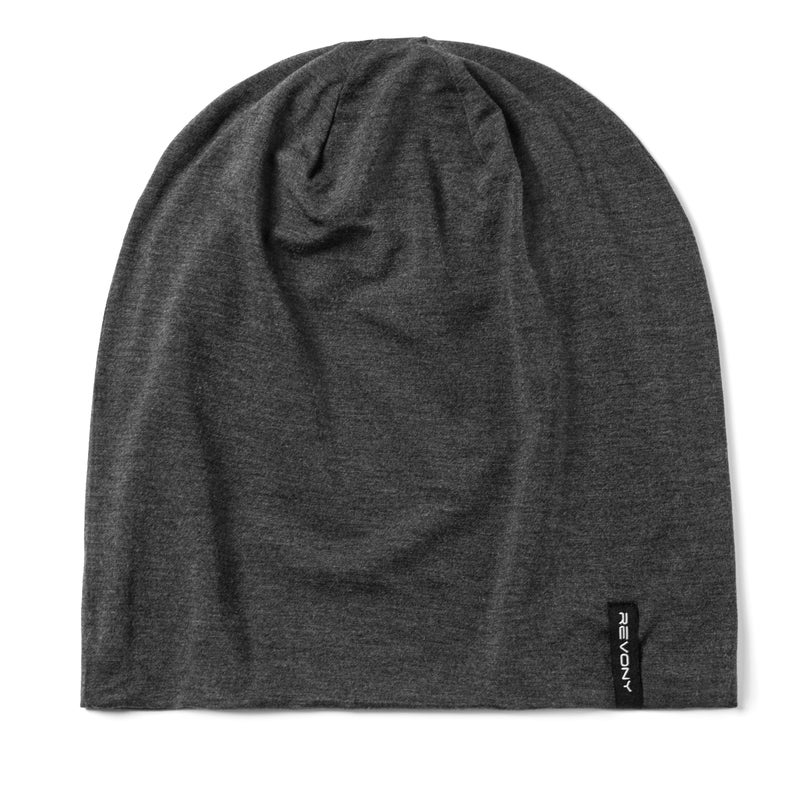 Revony Summer T-Shirt Beanie for Men & Women - Soft Modal - Slouchy Style Charcoal - Image 1