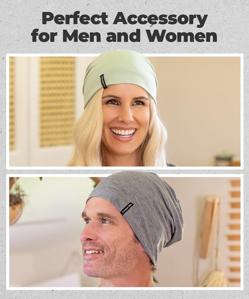 Revony Summer T-Shirt Beanie for Men & Women - Soft Modal - Slouchy Style Charcoal - Image 3