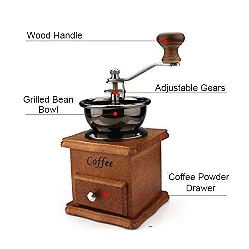 3d Creations Manual Coffee Grinder with 4 Adjustable Settings Wooden Body Vintage Style No Power Needed, Whole Bean, Drip Coffee, Espresso - Image 3