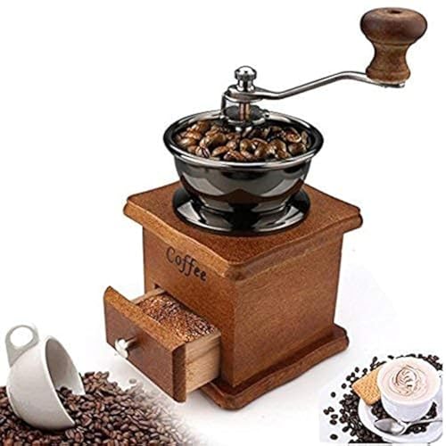 3d Creations Manual Coffee Grinder with 4 Adjustable Settings Wooden Body Vintage Style No Power Needed, Whole Bean, Drip Coffee, Espresso - Image 1