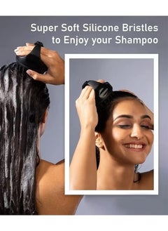 MOSH Hair Scalp Massager Shampoo BRush With Soft Silicone Bristles Black  - Image 5