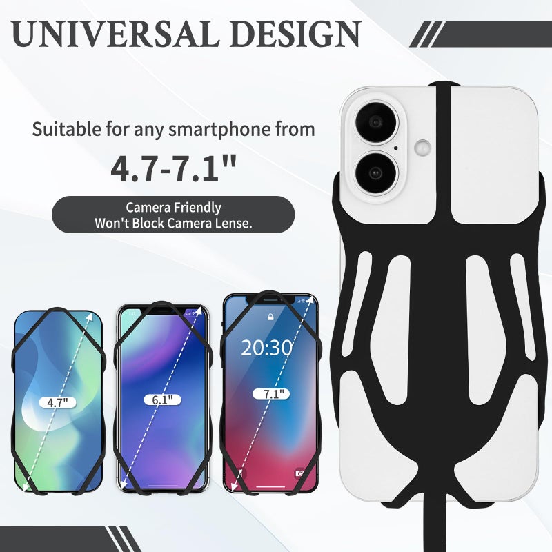 HOTEMIA Silicone Phone Lanyard Holder with Carabiner, Universal Phone Strap,Anti-Theft Phone Case with Retractable Tether (Black) - Image 2