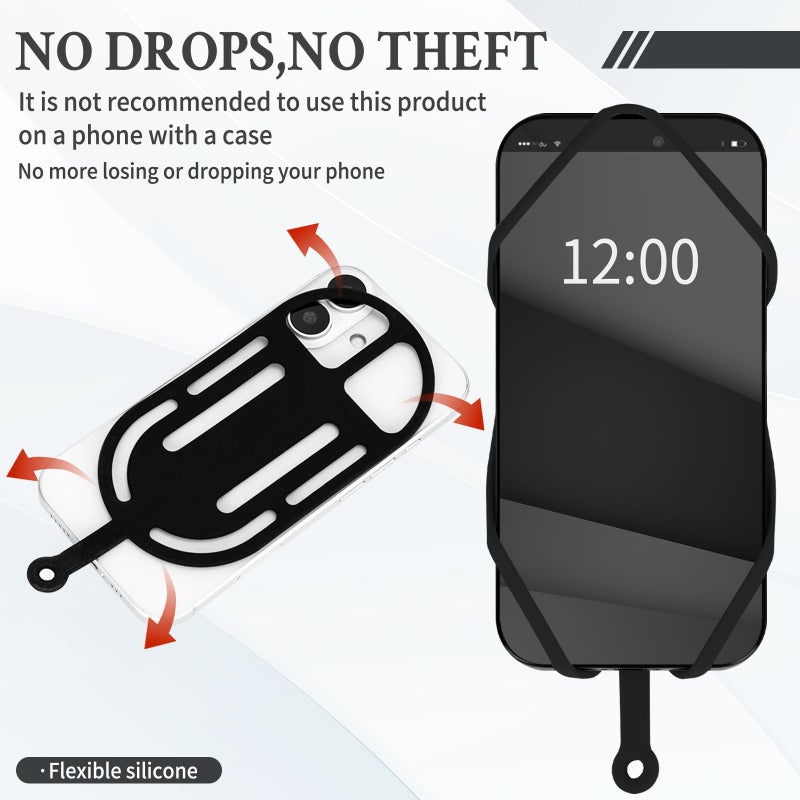 HOTEMIA Silicone Phone Lanyard Holder with Carabiner, Universal Phone Strap,Anti-Theft Phone Case with Retractable Tether (Black) - Image 3