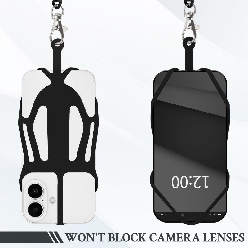 HOTEMIA Silicone Phone Lanyard Holder with Carabiner, Universal Phone Strap,Anti-Theft Phone Case with Retractable Tether (Black) - Image 5