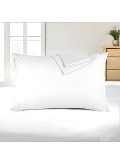 Rest Pure Combed Cotton Standard Pillow Case 2 Piece Set 50X75 Cm , 20X30 Inches White 350 Thread Count Soft Luxurious Long Staple Cotton Sateen Weave Pillow Cover  - Image 1