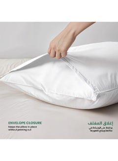 Rest Pure Combed Cotton Standard Pillow Case 2 Piece Set 50X75 Cm , 20X30 Inches White 350 Thread Count Soft Luxurious Long Staple Cotton Sateen Weave Pillow Cover  - Image 2