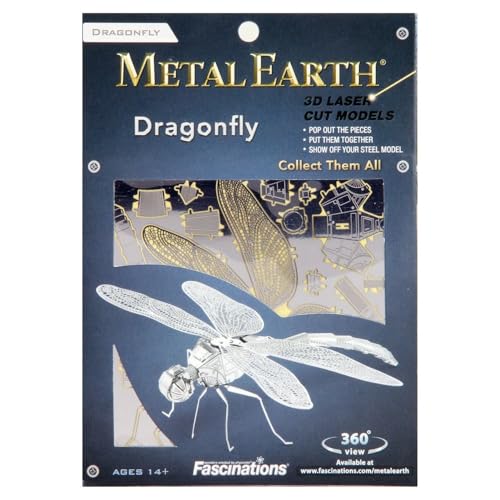 Professor Puzzle Fascinations Metal Earth Dragonfly 3D Metal Model Kit, silver - Image 3