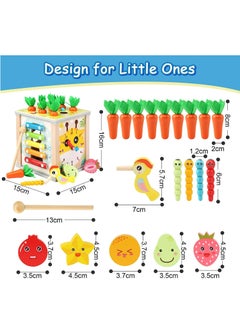 YelaJoy Motor skills toy from 1 year, 6 in 1 motor skills cube, wooden activity cube, baby Montessori toy from 1 year, learning toy, wooden toy, gift for children, boys, girls, 1 2 3 years  - Image 5