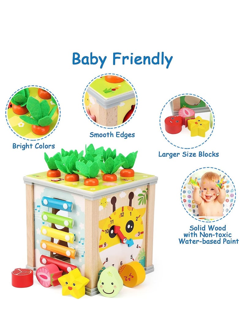 YelaJoy - Motor skills toy from 1 year, 6 in 1 motor skills cube, wooden activity cube, baby Montessori toy from 1 year, learning toy, wooden toy, gift for children, boys, girls, 1 2 3 years - Image 1