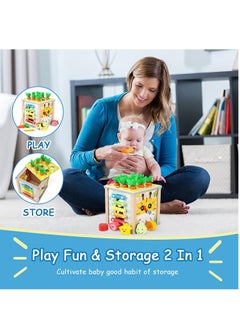 YelaJoy Motor skills toy from 1 year, 6 in 1 motor skills cube, wooden activity cube, baby Montessori toy from 1 year, learning toy, wooden toy, gift for children, boys, girls, 1 2 3 years  - Image 4