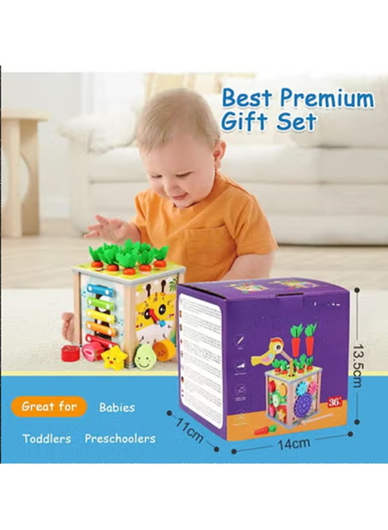 YelaJoy لعبة المهارات الحركية، 6 في 1 مكعب المهارات الحركية، مكعب النشاط الخشبي، لعبة مونتيسوري للأطفال من عمر 1 سنة، لعبة تعليمية، لعبة خشبية، هدية للأطفال، الأولاد، البنات، 1 2 3 سنوات - Image 3
