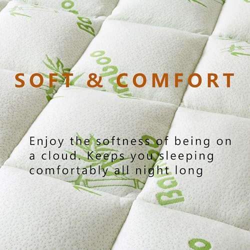 NALUKA Bamboo_Viscose Mattress Topper Full Size, Cooling Extra Thick Breathable Mattress pad, 8-21”Deep Pocket Soft Quilted Fitted Mattress Cover with Down Alternative Fill - Image 2