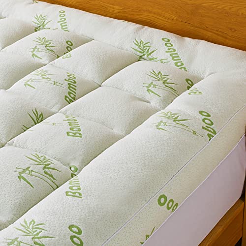 NALUKA Bamboo_Viscose Mattress Topper Full Size, Cooling Extra Thick Breathable Mattress pad, 8-21”Deep Pocket Soft Quilted Fitted Mattress Cover with Down Alternative Fill - Image 4