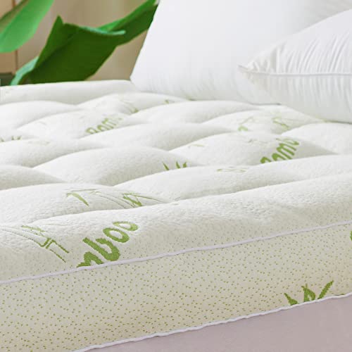 NALUKA Bamboo_Viscose Mattress Topper Full Size, Cooling Extra Thick Breathable Mattress pad, 8-21”Deep Pocket Soft Quilted Fitted Mattress Cover with Down Alternative Fill - Image 3