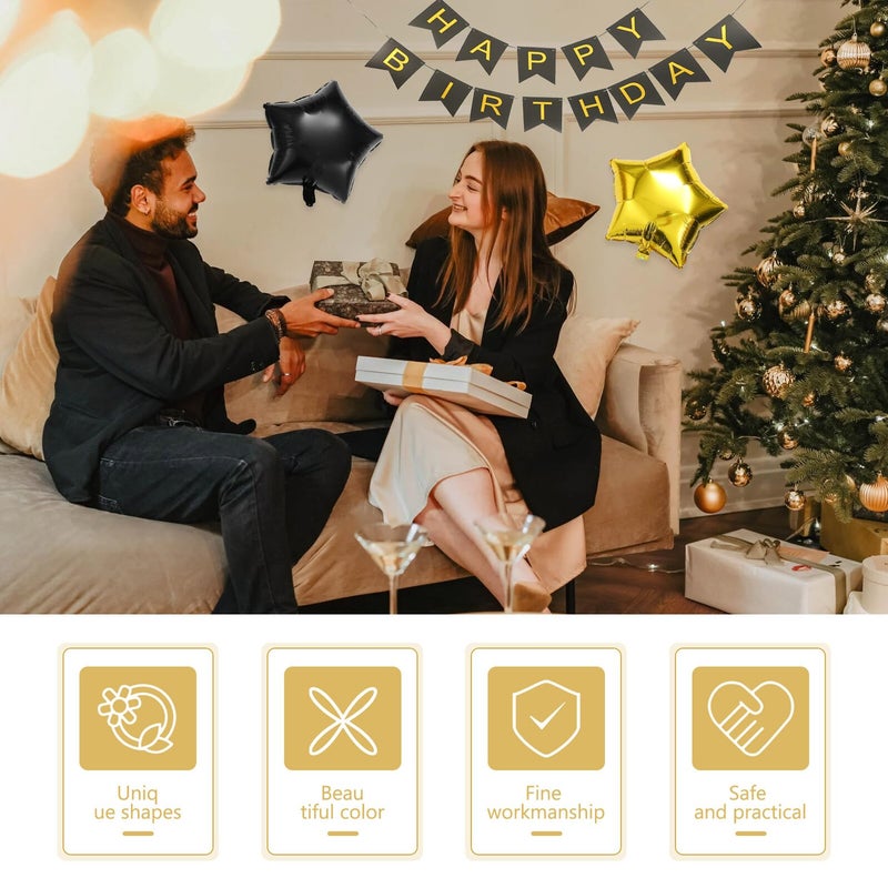 مجموعة ديكورات حفلة عيد الميلاد الأربعين للذهب الأسود مع بالونات رقمية من الفويل ولافتة - Image 4