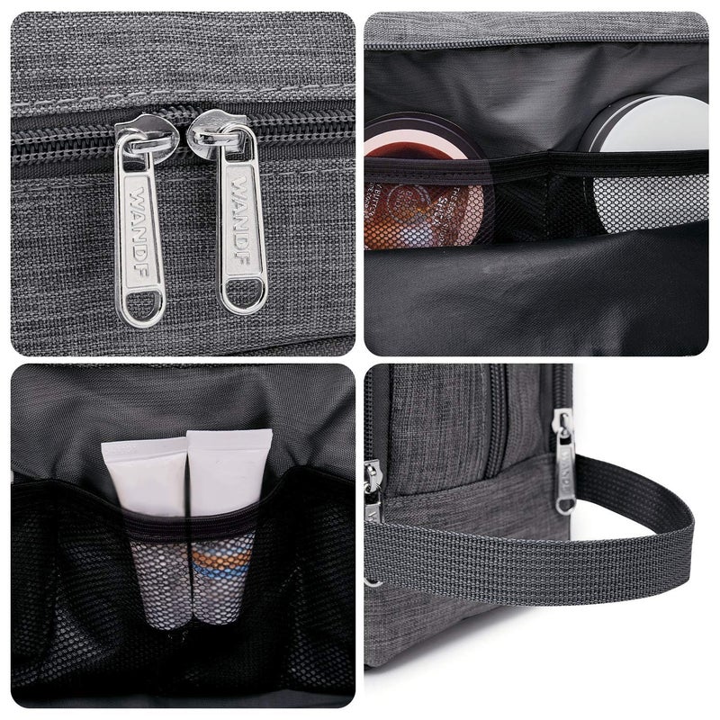 WANDF Toiletry Bag for Men Hanging Dopp Kit Water Resistant Shaving Bag Small Toiletry Bag for Traveling (Denim Grey) - Image 4