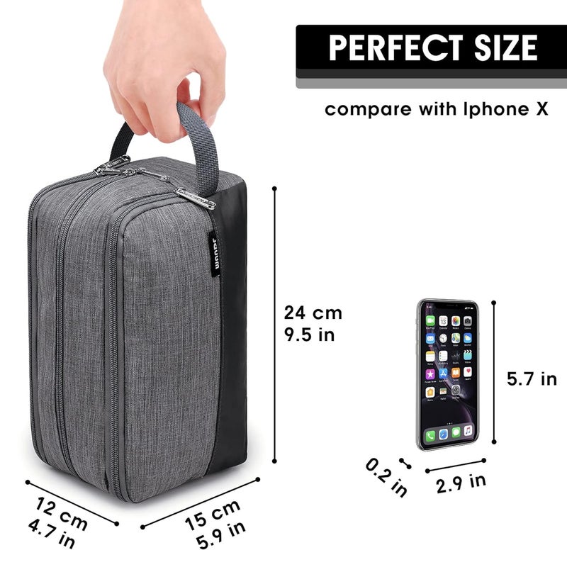 WANDF Toiletry Bag for Men Hanging Dopp Kit Water Resistant Shaving Bag Small Toiletry Bag for Traveling (Denim Grey) - Image 2
