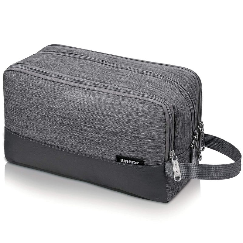 WANDF Toiletry Bag for Men Hanging Dopp Kit Water Resistant Shaving Bag Small Toiletry Bag for Traveling (Denim Grey) - Image 1