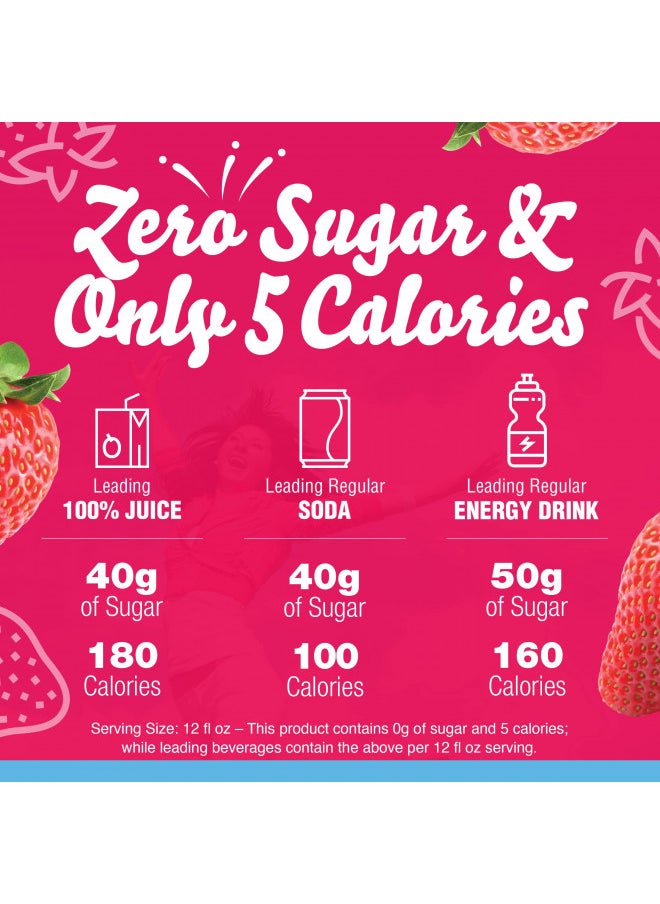 Crystal Light - Crystal Light Sugar-Free Energy Wild Strawberry Low Calories Powdered Drink Mix 6 Count Pitcher Packets - Image 1