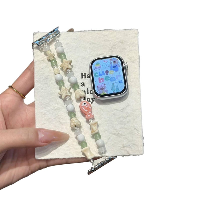 QX سوار ساعة ذكية سوار راتنج متوافق مع Apple Watch / SE بملاءمة قابلة للتعديل وحزام بديل للاستخدام اليومي باللون أسود قابل للتعديل 18cm - Image 1