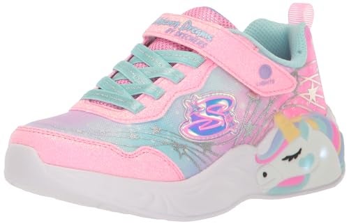 Skechers Kids Unicorn Dreams-Wishful MAGI Sneaker, Pink/Turquoise, 12 US Unisex Little Kid - Image 1