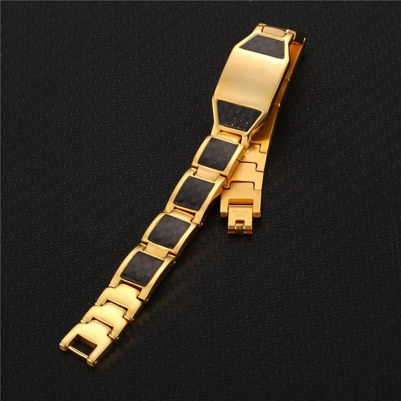 AC&L Unisex Magnet Contemporary Twin colour Design Stainless Steel Bracelet - Image 2