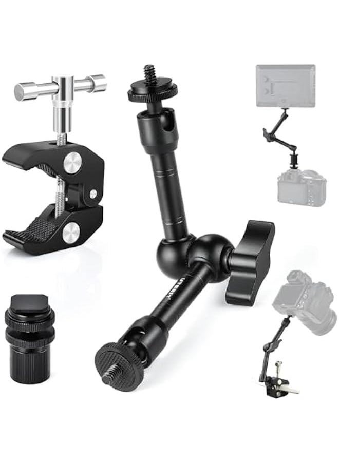 Arabest - Adjustable 9-inch Magic Arm with Super Clamp for LCD Monitor, LED Light, Flash, Camera Rig - 1/4 and 3/8 Thread Articulating Friction Crab Screw Kit - Image 1