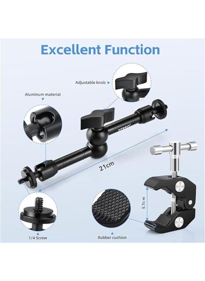 Arabest - Adjustable 9-inch Magic Arm with Super Clamp for LCD Monitor, LED Light, Flash, Camera Rig - 1/4 and 3/8 Thread Articulating Friction Crab Screw Kit - Image 1