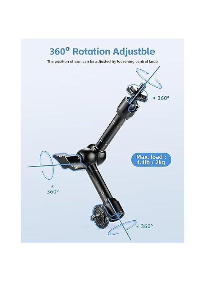 Arabest - Adjustable 9-inch Magic Arm with Super Clamp for LCD Monitor, LED Light, Flash, Camera Rig - 1/4 and 3/8 Thread Articulating Friction Crab Screw Kit - Image 1