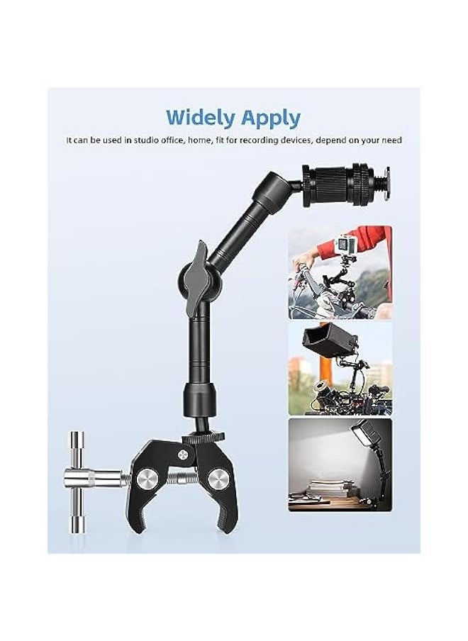 Arabest - Adjustable 9-inch Magic Arm with Super Clamp for LCD Monitor, LED Light, Flash, Camera Rig - 1/4 and 3/8 Thread Articulating Friction Crab Screw Kit - Image 1