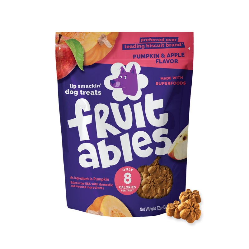 Fruitables Baked Dog Treats, Healthy Pumpkin Treat for Dogs, Low Calorie & Delicious, No Wheat, Corn or Soy, Made in the USA, Pumpkin and Apple Flavor, 12oz - Image 1