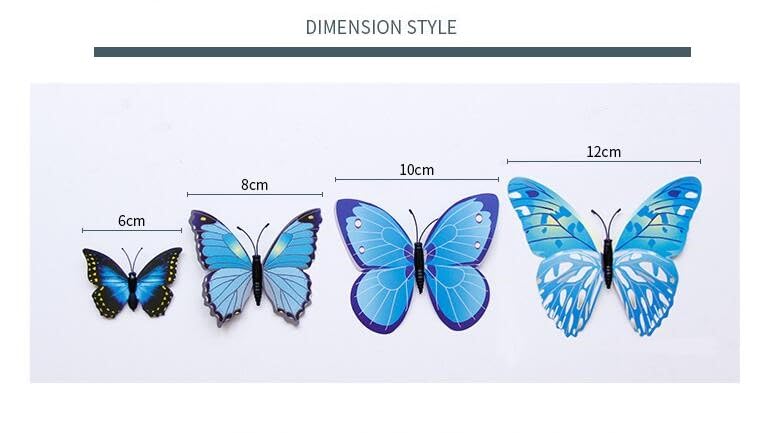 SMART WINDOW Blue 3D Butterflies Home Décor Self Adhesive Peel and Stick Wall Sticker 12 Pieces Butterfly Sticker Sheet (16CM X 13CM)-Vinyl - Image 2