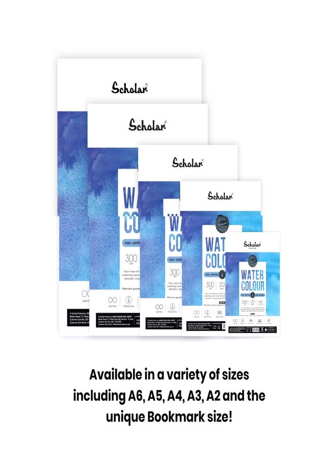 Scholar 100% Cotton Watercolor Paper - 300 GSM Medium Textured Artist Paper | Cold Pressed Premium Professional Watercolour Sheets for Washes, Layering & Fine Art Painting (20 Loose Sheets) (A5) - Image 5