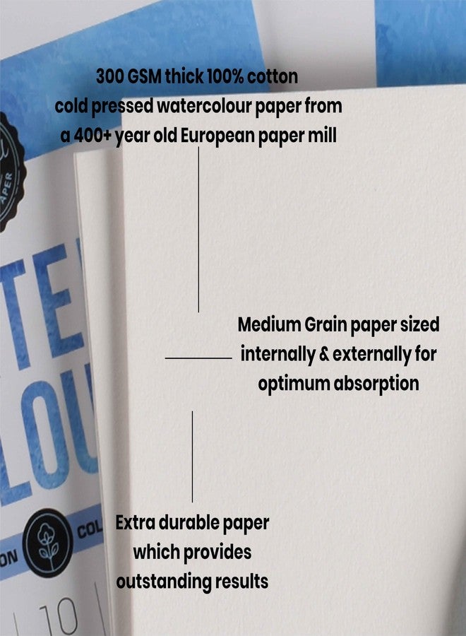 Scholar 100% Cotton Watercolor Paper - 300 GSM Medium Textured Artist Paper | Cold Pressed Premium Professional Watercolour Sheets for Washes, Layering & Fine Art Painting (20 Loose Sheets) (A5) - Image 3